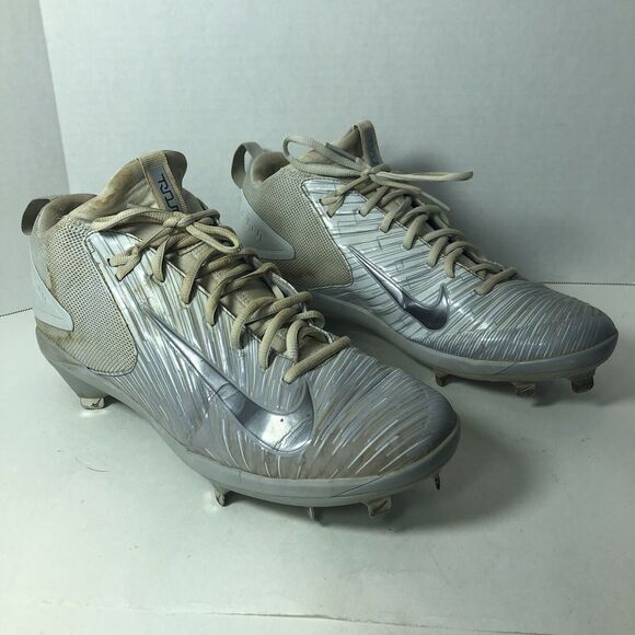 Nike Cleats Baseball Men's Size 12 Mike Trout Max‎ Air Gray White Metal READ B4 - Picture 1 of 16